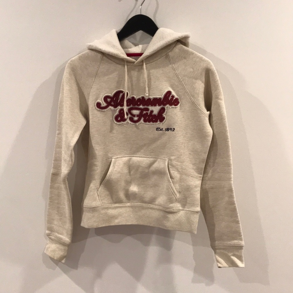 A & F Cream Heathered Hoodie